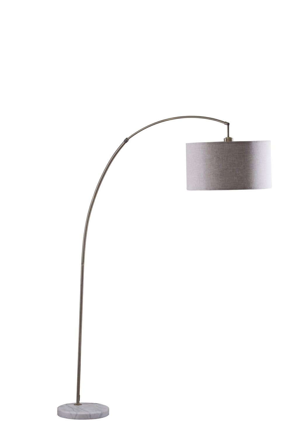 Beige And Antique Gold Arched Floor Lamp With Gray Drum Shade By Homeroots | Floor Lamps | Modishstore - 2
