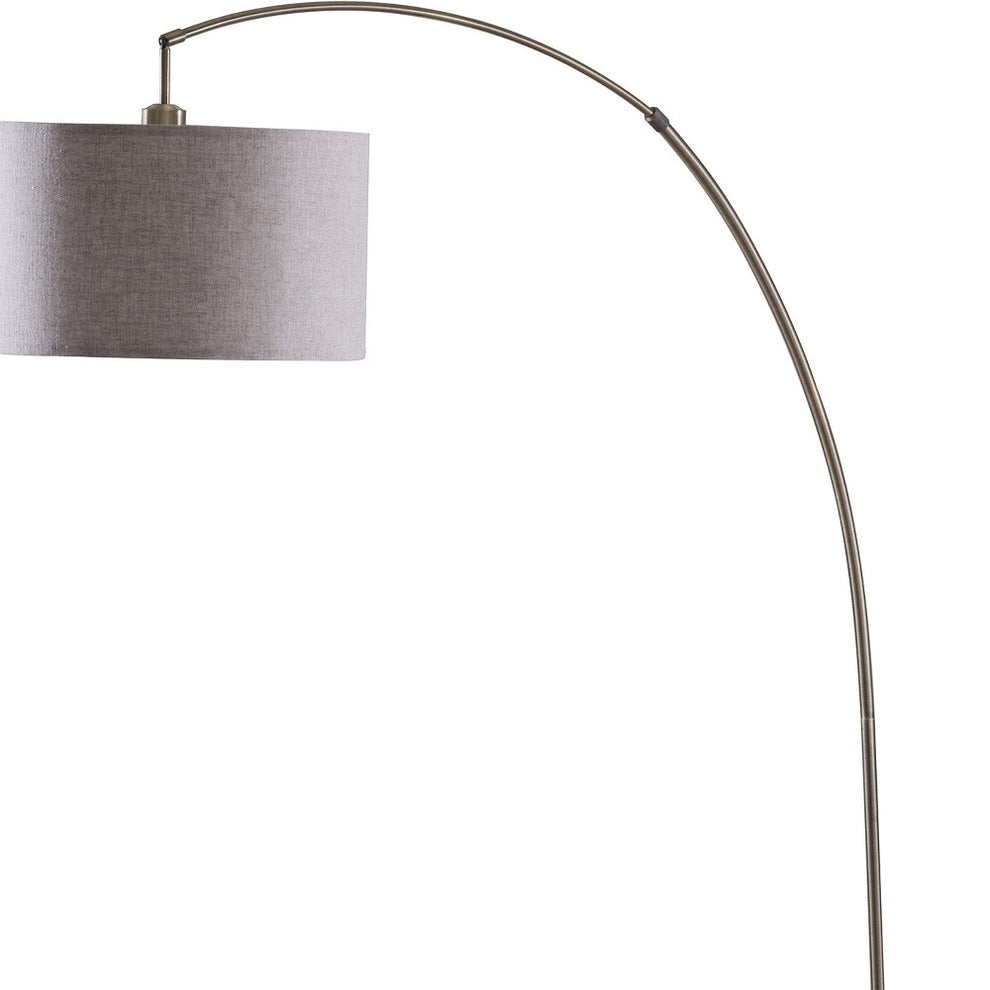 Beige And Antique Gold Arched Floor Lamp With Gray Drum Shade By Homeroots | Floor Lamps | Modishstore - 5