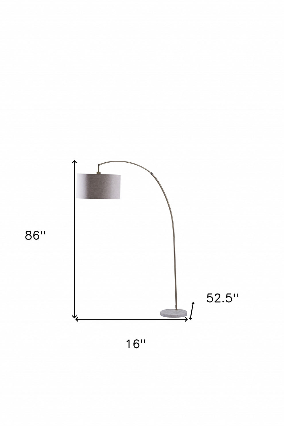 Beige And Antique Gold Arched Floor Lamp With Gray Drum Shade By Homeroots | Floor Lamps | Modishstore - 7
