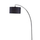 Black Metal Arc Floor Lamp With Black Fabric Drum Shade By Homeroots | Floor Lamps | Modishstore - 2
