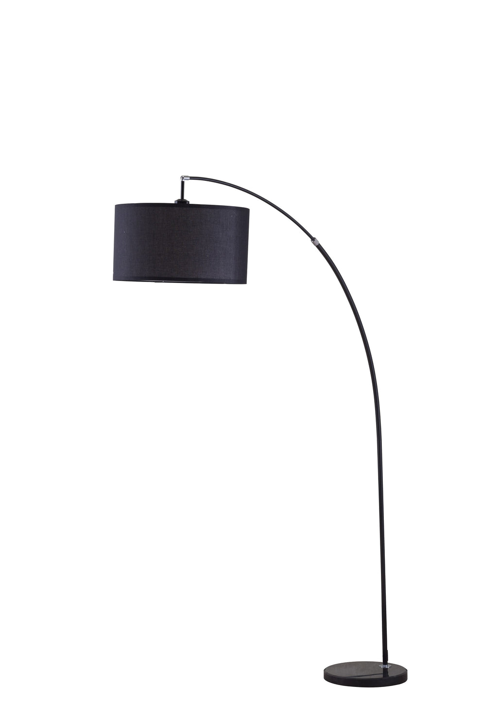 Black Metal Arc Floor Lamp With Black Fabric Drum Shade By Homeroots | Floor Lamps | Modishstore - 2