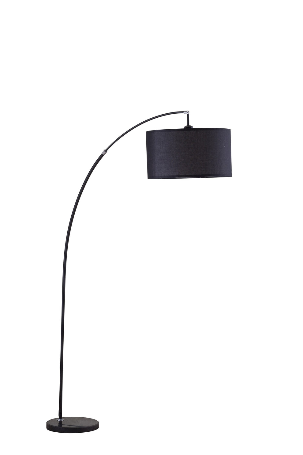 Black Metal Arc Floor Lamp With Black Fabric Drum Shade By Homeroots | Floor Lamps | Modishstore - 3