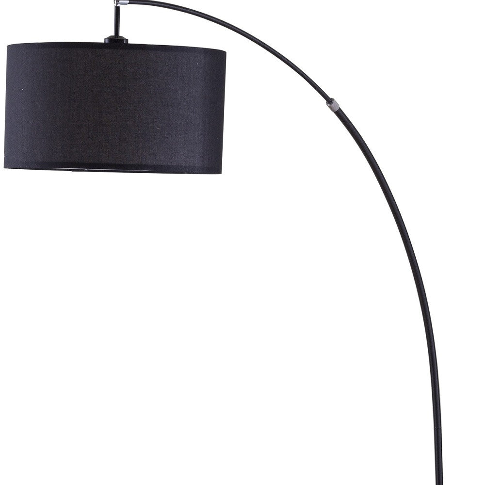 Black Metal Arc Floor Lamp With Black Fabric Drum Shade By Homeroots | Floor Lamps | Modishstore - 4