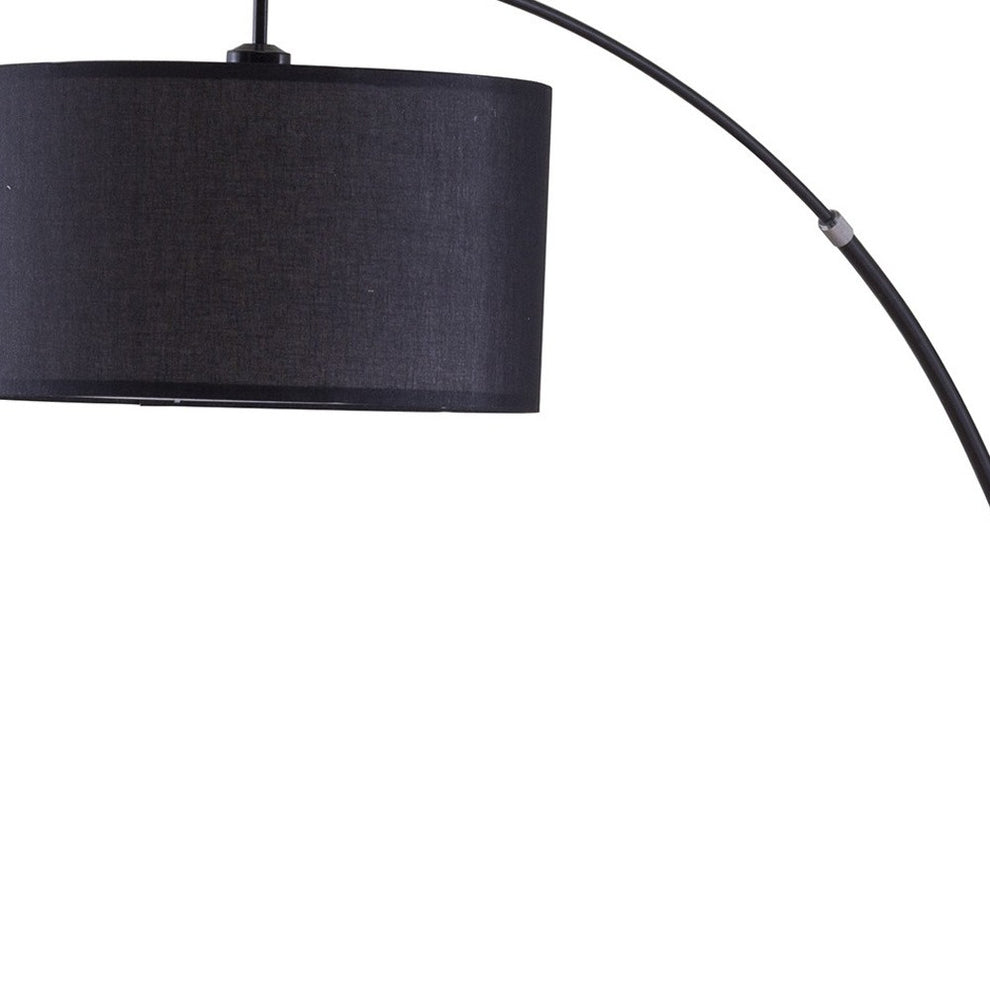 Black Metal Arc Floor Lamp With Black Fabric Drum Shade By Homeroots | Floor Lamps | Modishstore - 5