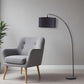 Black Metal Arc Floor Lamp With Black Fabric Drum Shade By Homeroots | Floor Lamps | Modishstore - 1