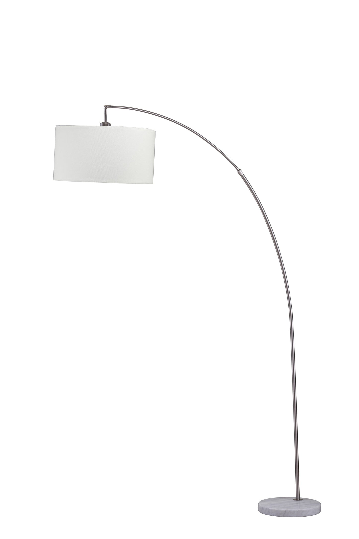 White And Silver Arc Floor Lamp With White Drum Shade By Homeroots | Floor Lamps | Modishstore - 2