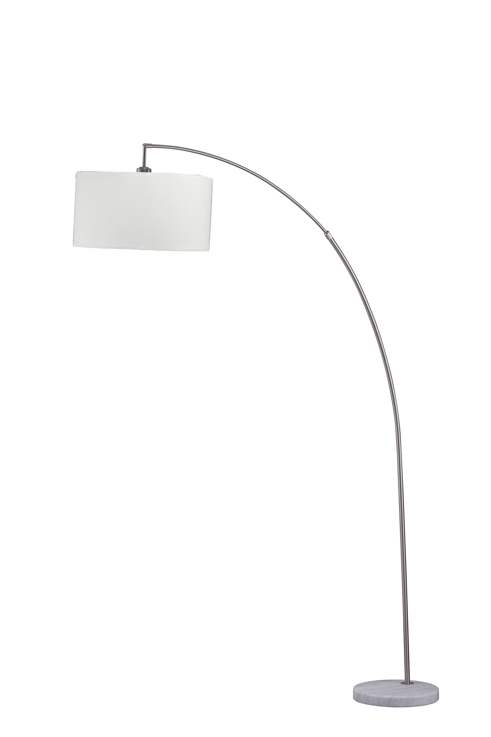 White And Silver Arc Floor Lamp With White Drum Shade By Homeroots | Floor Lamps | Modishstore - 2