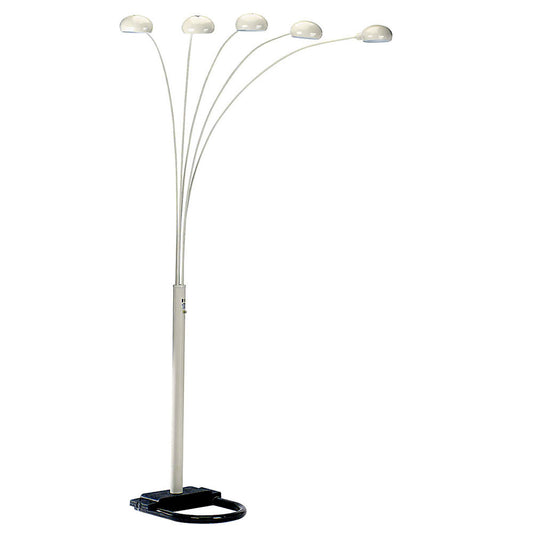 White Five Light Arc Floor Lamp With White Dome Shade By Homeroots | Floor Lamps | Modishstore - 1