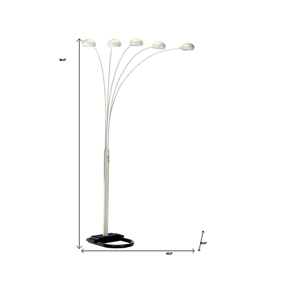 White Five Light Arc Floor Lamp With White Dome Shade By Homeroots | Floor Lamps | Modishstore - 6