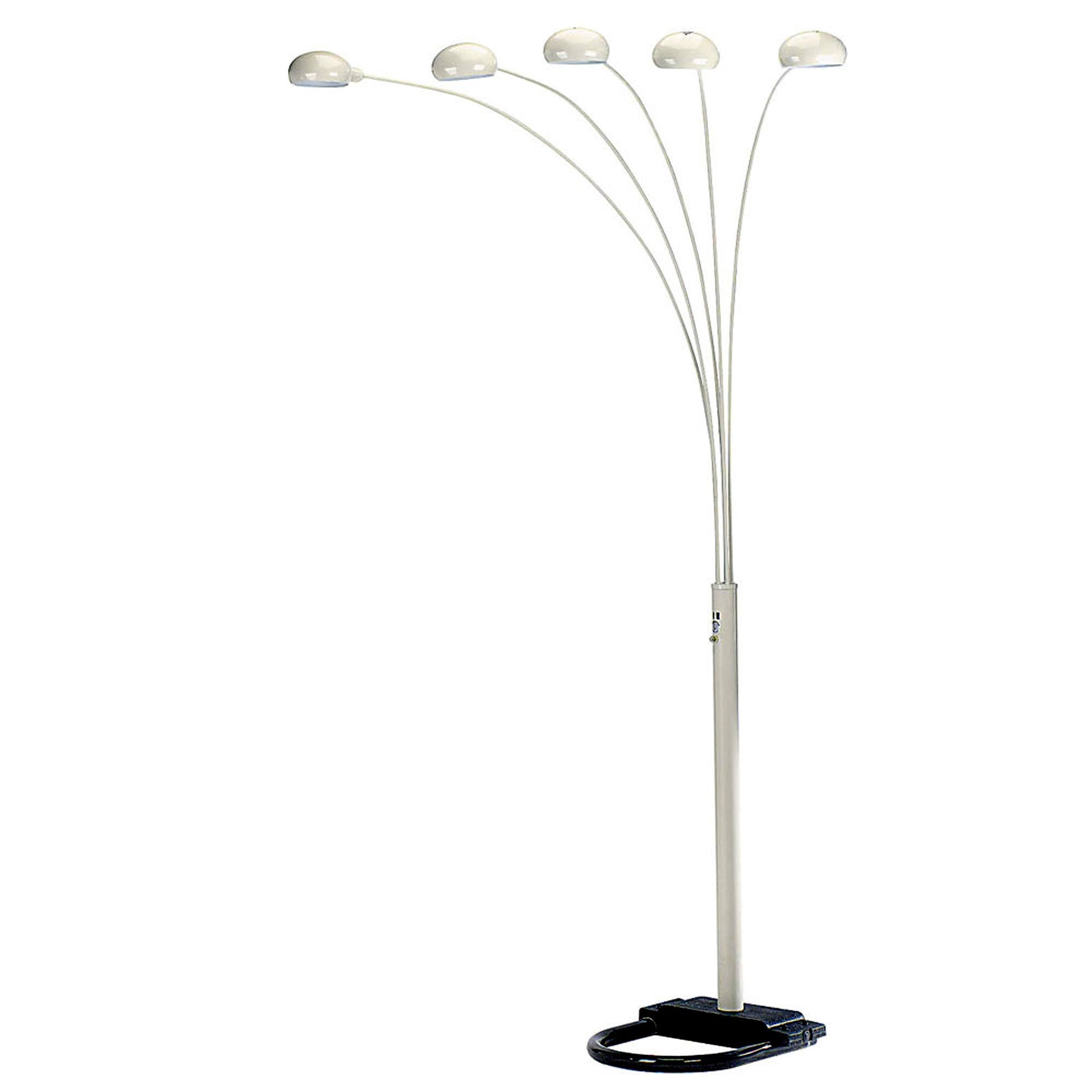 White Five Light Arc Floor Lamp With White Dome Shade By Homeroots | Floor Lamps | Modishstore - 2