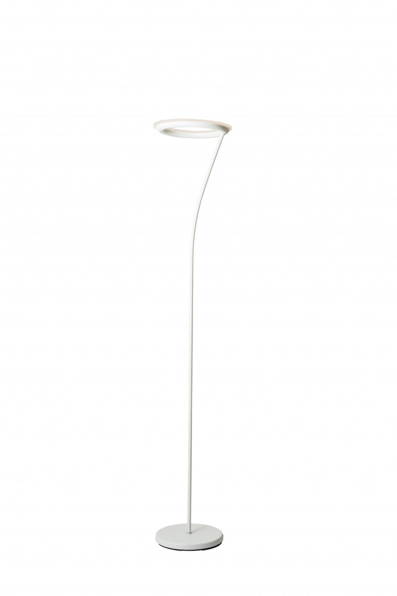 White LED Torchiere Floor Lamp With White By Homeroots | Floor Lamps | Modishstore - 1