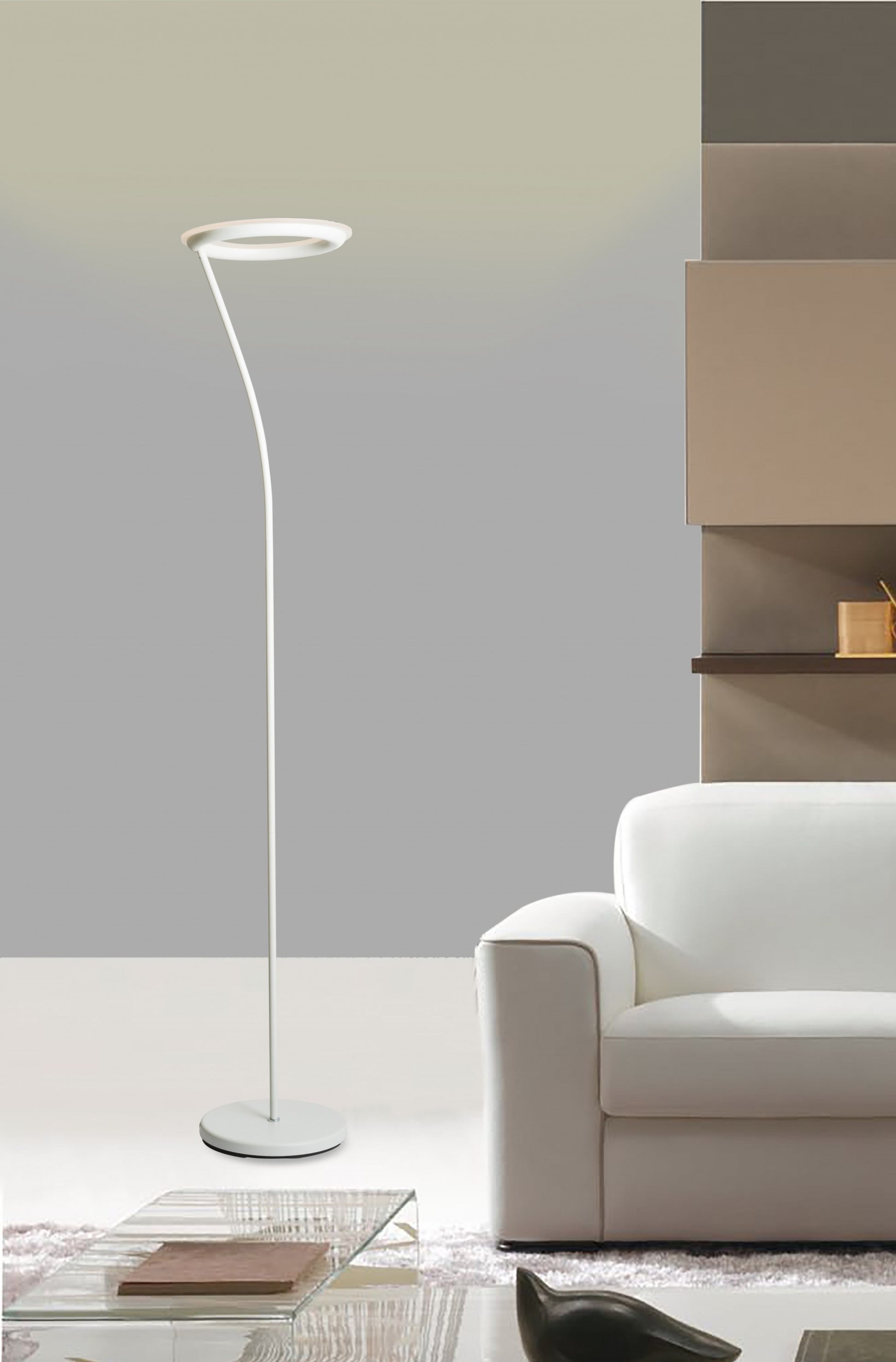 White LED Torchiere Floor Lamp With White By Homeroots | Floor Lamps | Modishstore - 6