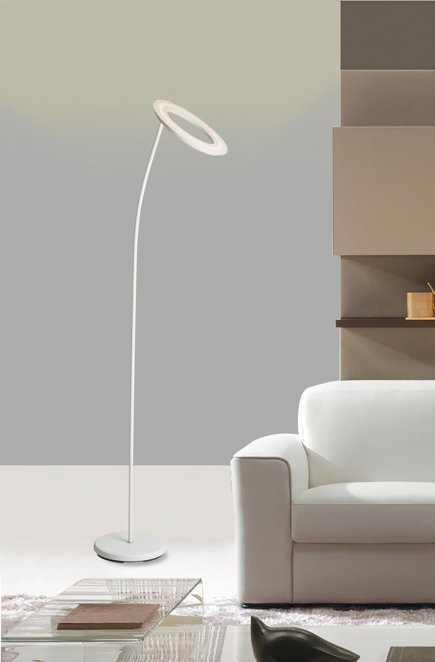 White LED Torchiere Floor Lamp With White By Homeroots | Floor Lamps | Modishstore - 8