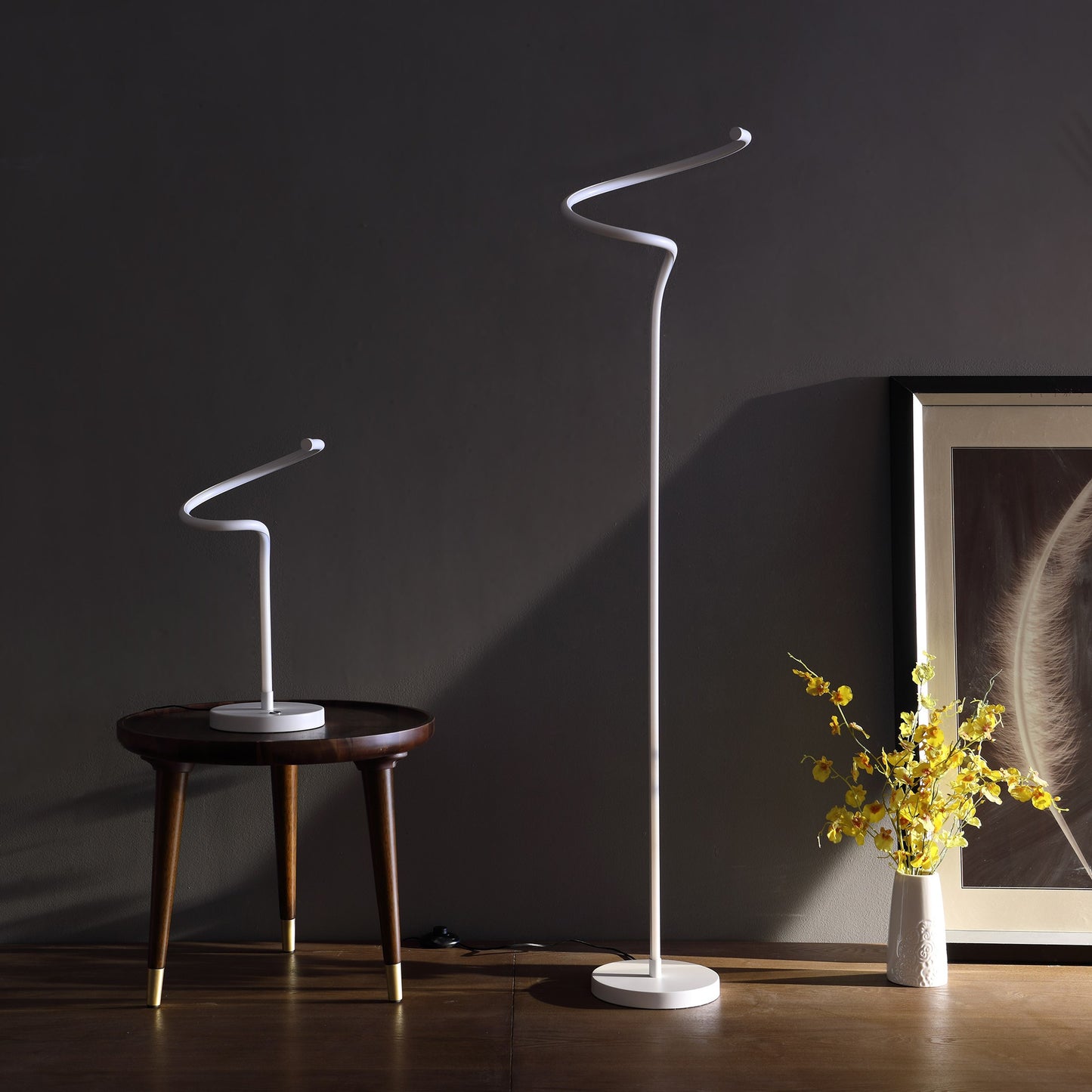 White LED Novelty Floor Lamp With White By Homeroots | Floor Lamps | Modishstore - 5
