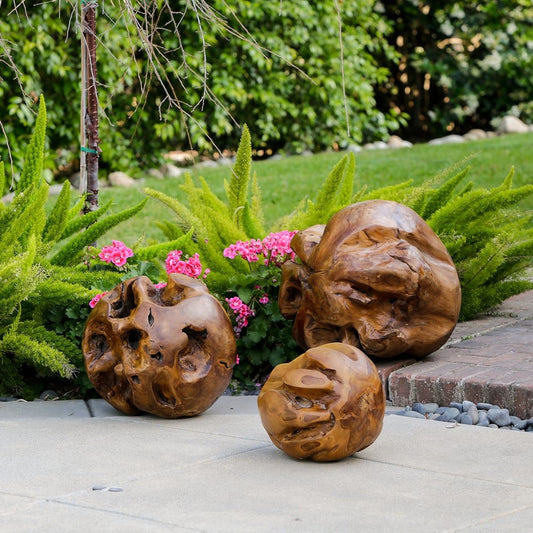 Habini Teak Balls By Garden Age Supply | Sculptures | Modishstore - 1