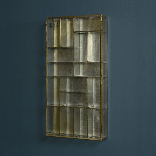 Monroe Divided Wall Case - Brass By HomArt | Wall Shelf | Modishstore - 1