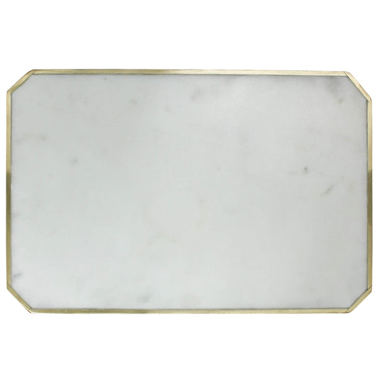 Loren Platter with Brass Edge, Marble - Rectangle By HomArt | Ornaments | Modishstore