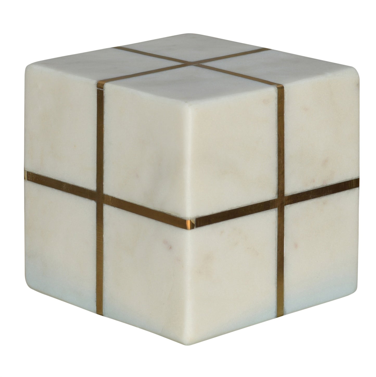 Aperture Cube, Brass & Marble By HomArt | Ornaments | Modishstore - 2