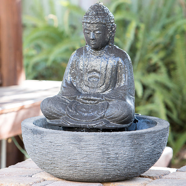 Small Sitting Buddha Water Fountain By Garden Age Supply | Sculptures | Modishstore - 1