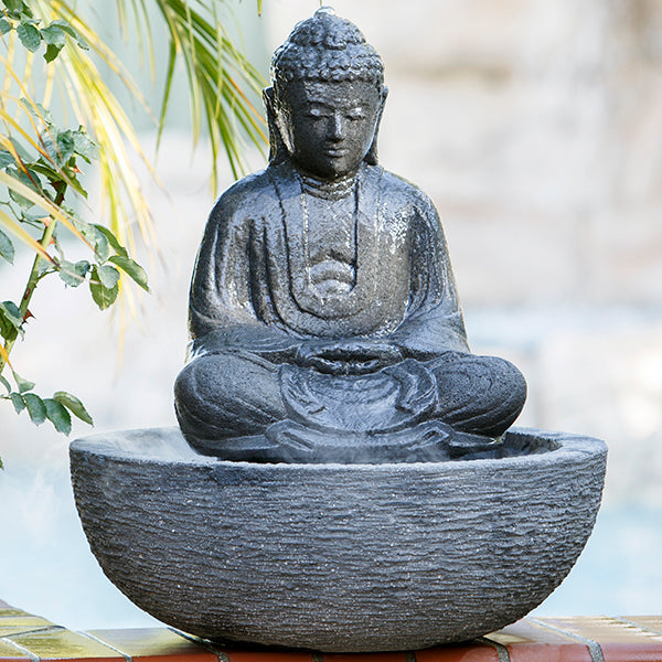 Small Sitting Buddha Water Fountain By Garden Age Supply | Sculptures | Modishstore - 2