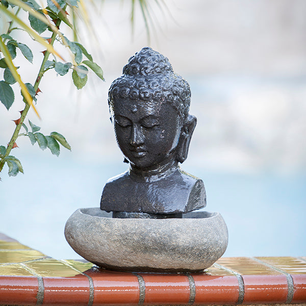 Table Top Buddha Head Fountain By Garden Age Supply | Accent Tables | Modishstore - 1