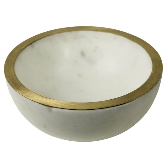 Loren Bowl with Brass Edge, Marble - Large Set Of 4 By HomArt | Decorative Bowls | Modishstore