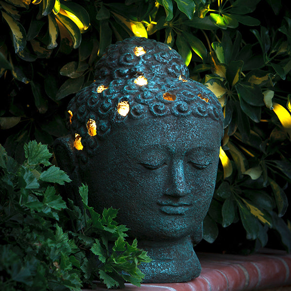 Buddha Head Garden Lantern By Garden Age Supply | Sculptures | Modishstore - 1