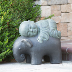 Shaolin Monk on Elephant - Rustic Green By Garden Age Supply