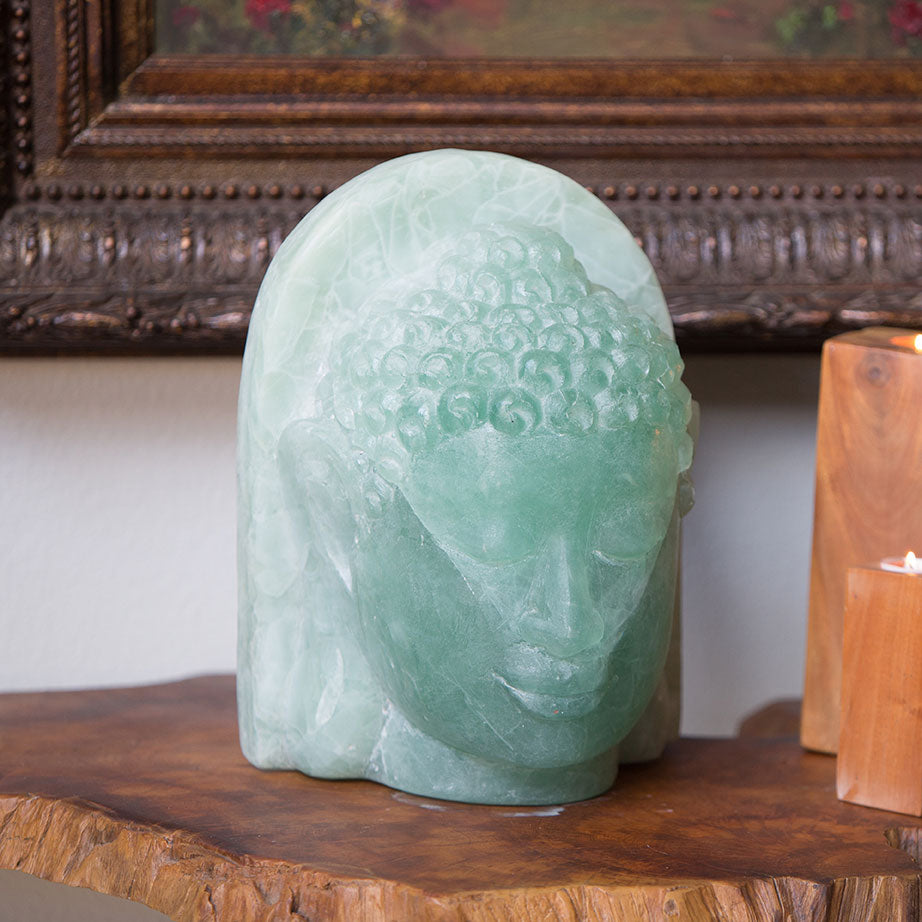 Recycled Glass Buddha Head By Garden Age Supply