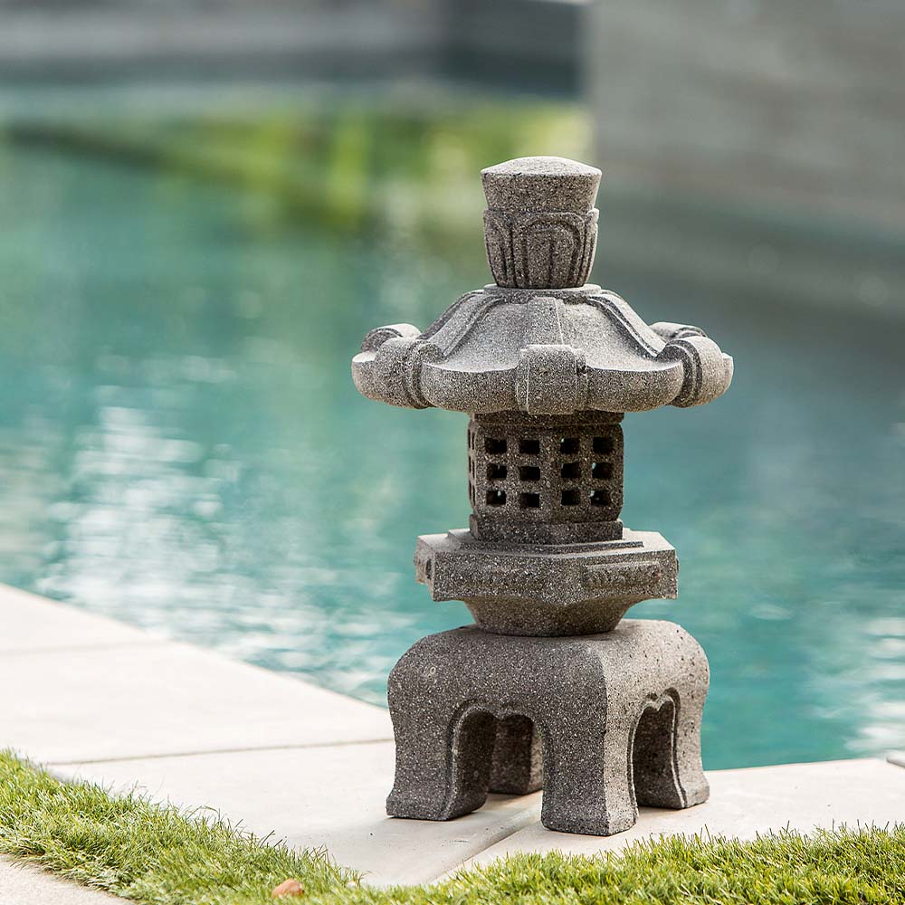 Lava Stone Garden Lantern - Kasuga Set of 2 By Garden Age Supply | Minerals and Stones | Modishstore - 1