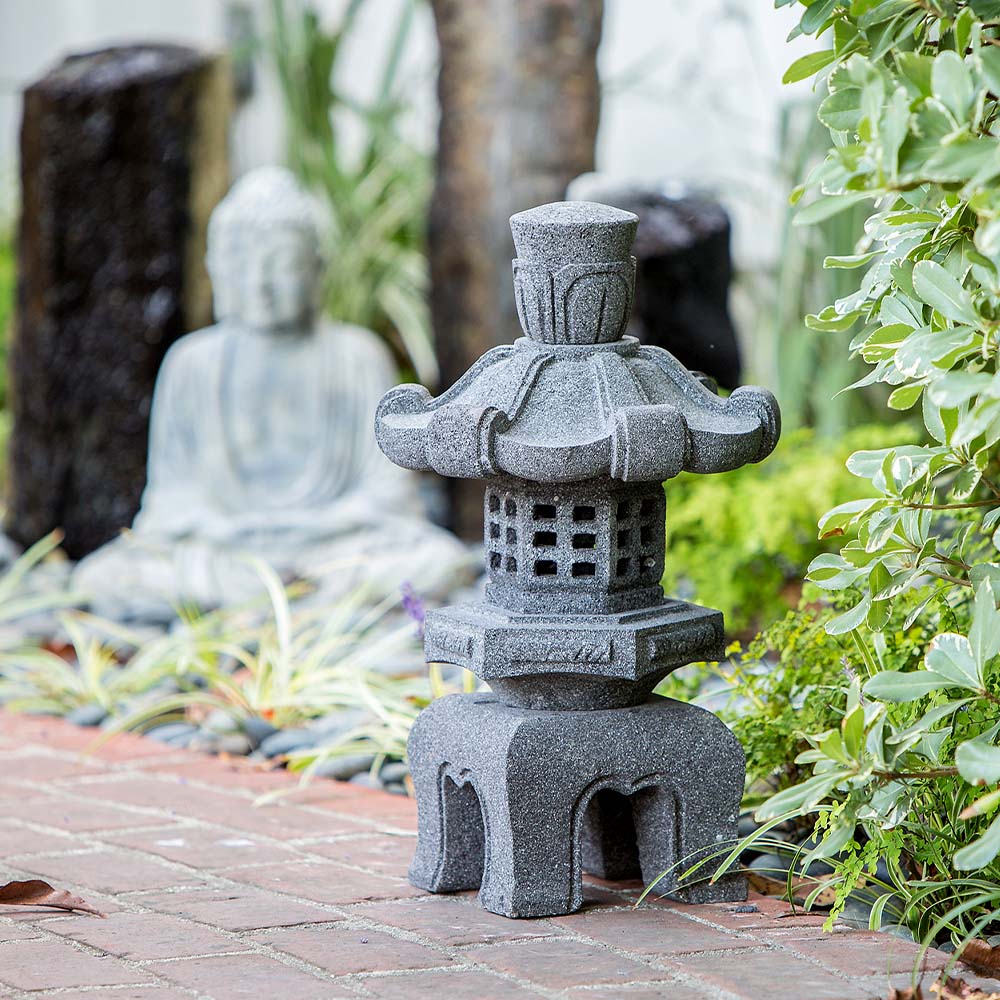 Lava Stone Garden Lantern - Kasuga Set of 2 By Garden Age Supply