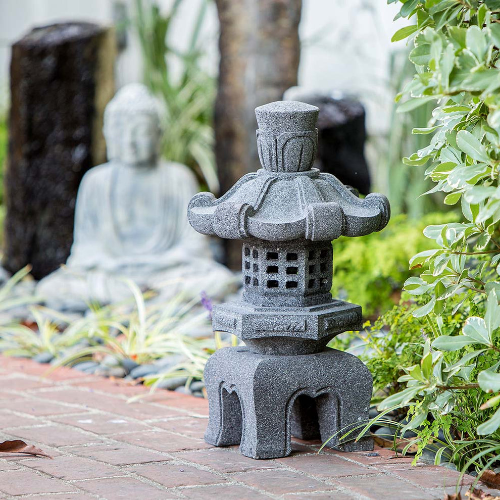Lava Stone Garden Lantern - Kasuga Set of 2 By Garden Age Supply | Minerals and Stones | Modishstore - 2