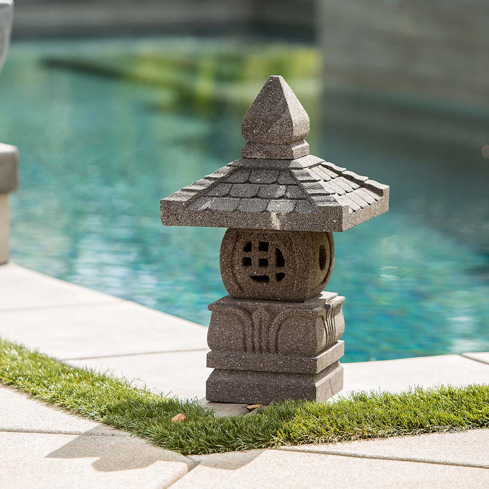 Lava Stone Garden Lantern - Dasglo Set of 2 By Garden Age Supply