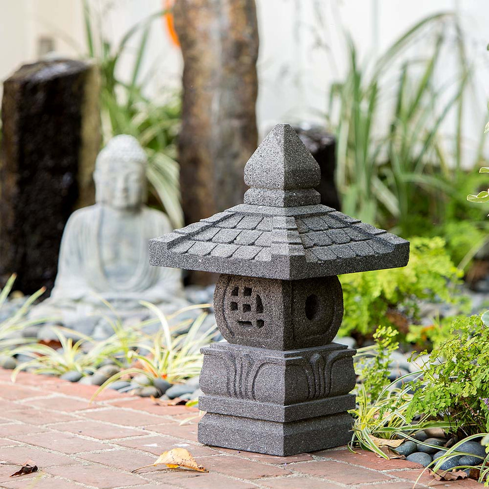 Lava Stone Garden Lantern - Dasglo Set of 2 By Garden Age Supply | Minerals and Stones | Modishstore - 2