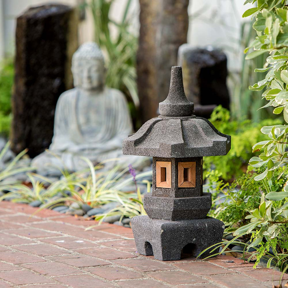 Lava Stone Garden Lantern - Deproke Set of 2 By Garden Age Supply | Minerals and Stones | Modishstore - 2
