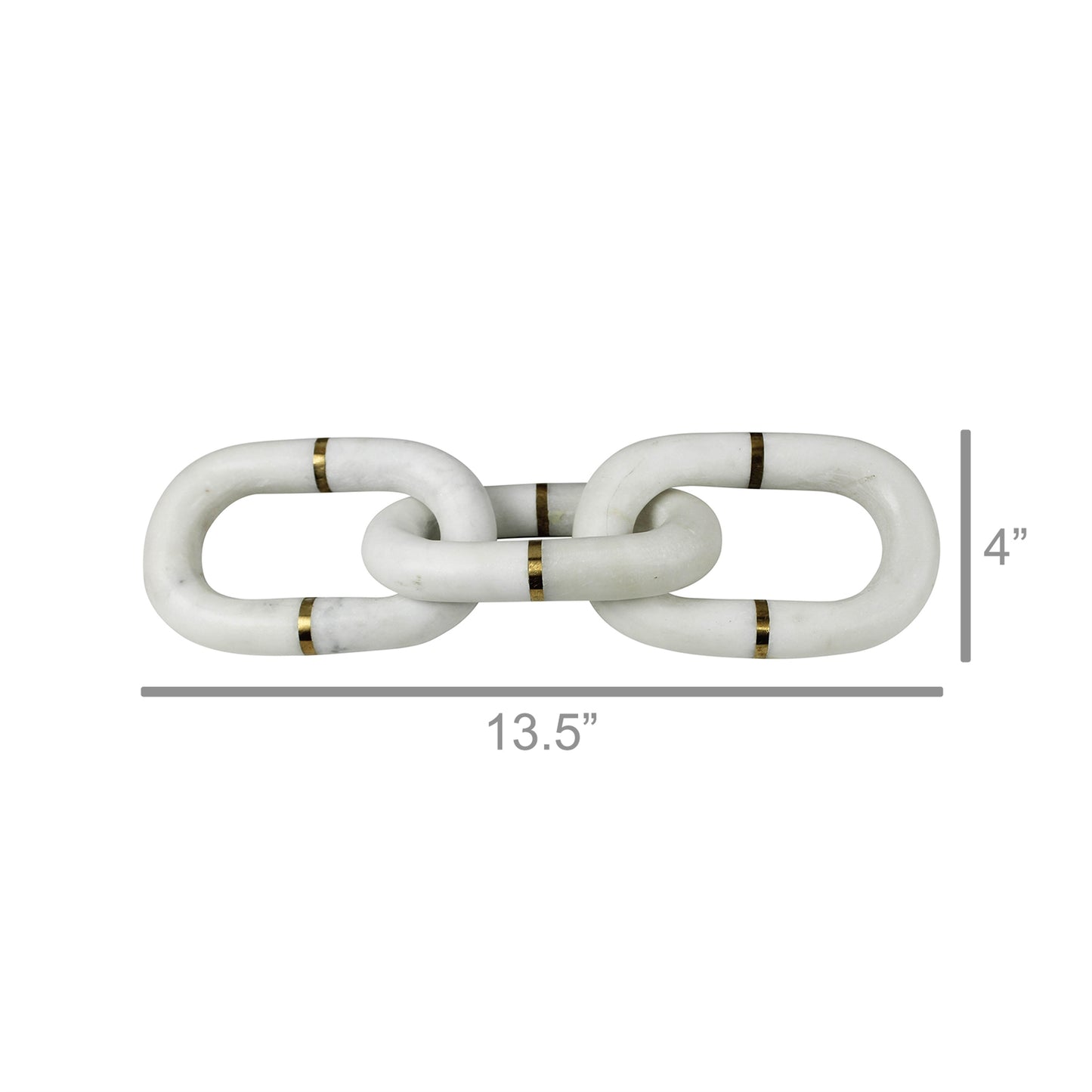 White Marble Chain with Brass (3 links) By HomArt | Ornaments | Modishstore - 3