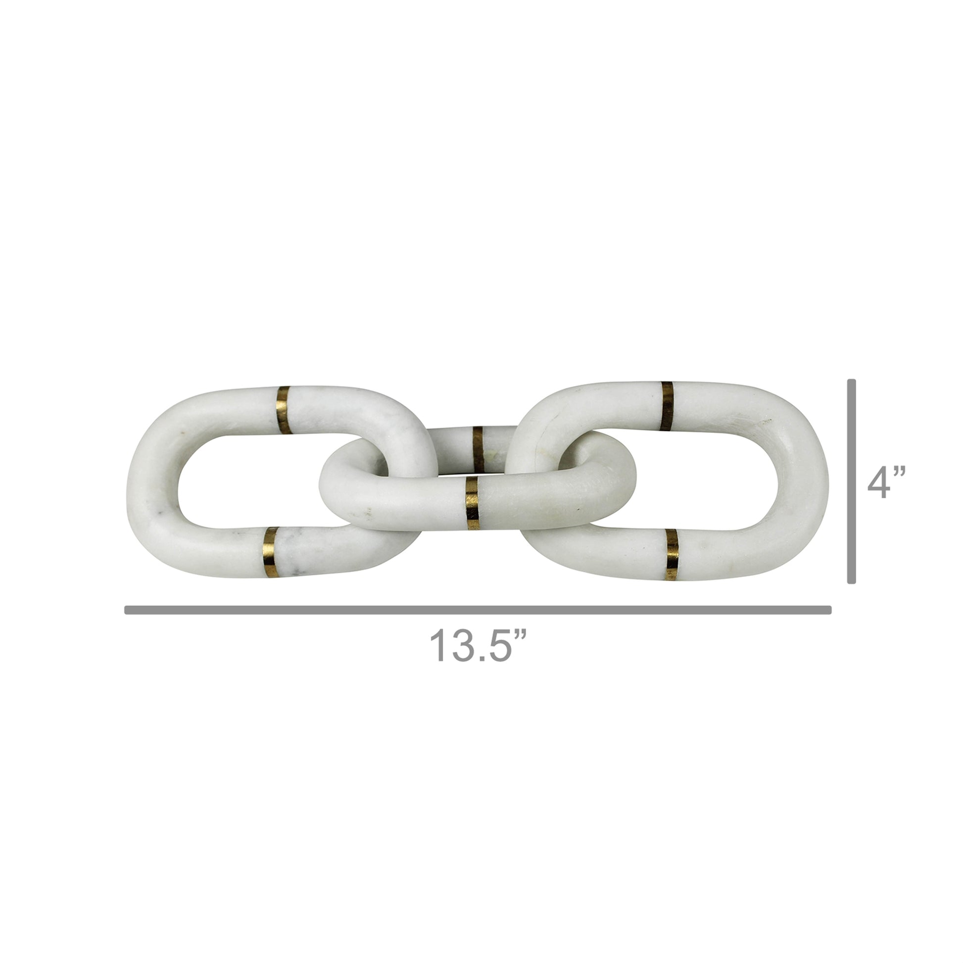 White Marble Chain with Brass (3 links) By HomArt | Ornaments | Modishstore - 3