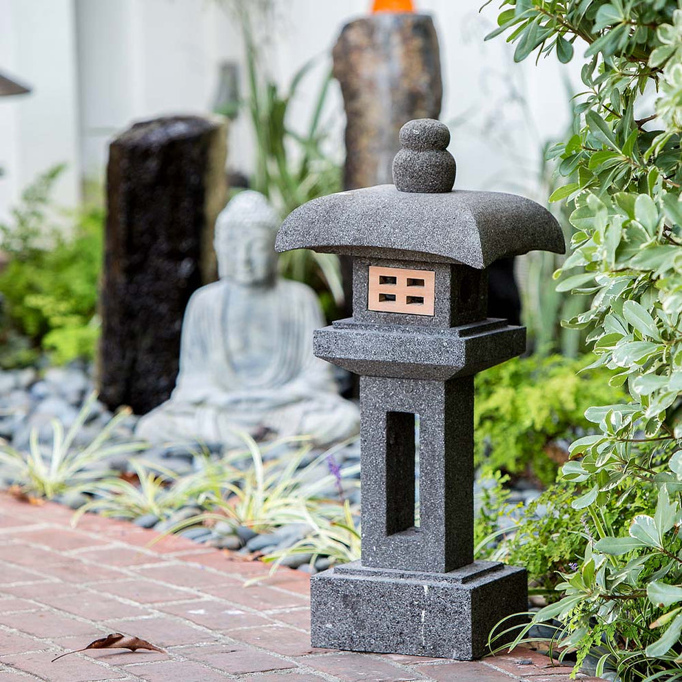 Lava Stone Garden Lantern - Maruyuki Set of 2 By Garden Age Supply | Minerals and Stones | Modishstore - 2