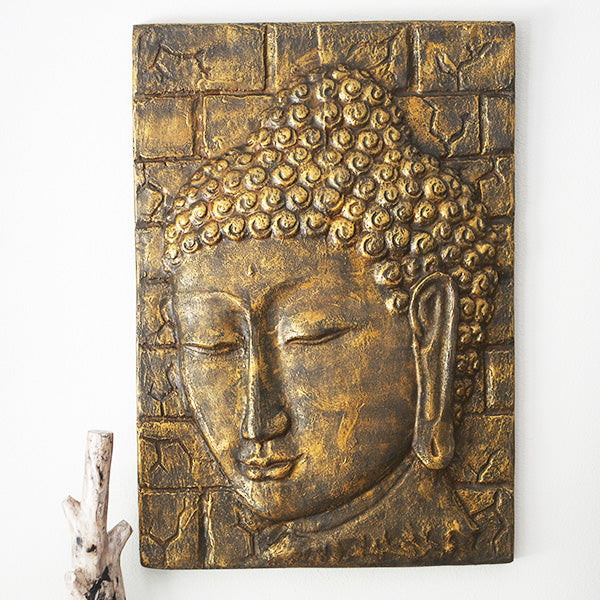 Small Relief Buddha Head Wall Decor By Garden Age Supply | Sculptures | Modishstore - 3