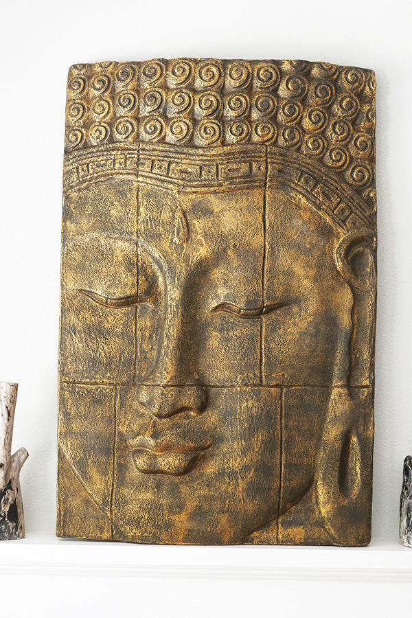 Small Relief Buddha Head Wall Decor By Garden Age Supply | Sculptures | Modishstore - 1