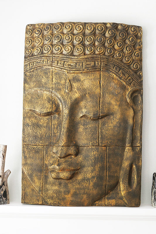 Small Relief Buddha Head Wall Decor By Garden Age Supply | Sculptures | Modishstore - 1