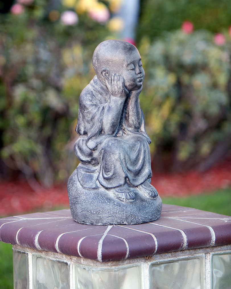 Shaolin Monk Sitting on Stone Set of 2 By Garden Age Supply | Minerals and Stones | Modishstore - 2