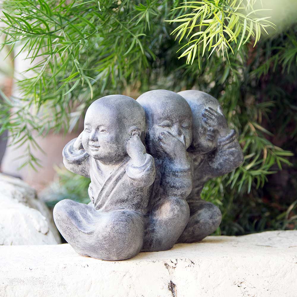 No Evil Shaolins Set of 2 By Garden Age Supply | Sculptures | Modishstore - 1