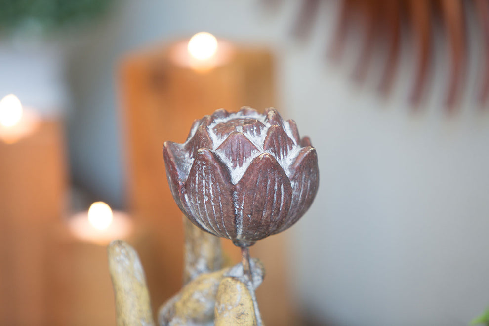 Tara Hand Holding Lotus By Garden Age Supply | Sculptures | Modishstore - 1