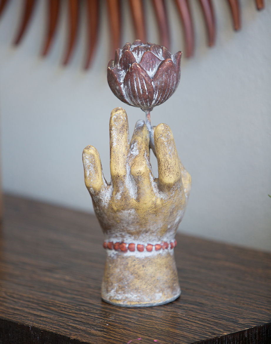 Tara Hand Holding Lotus By Garden Age Supply | Sculptures | Modishstore - 2