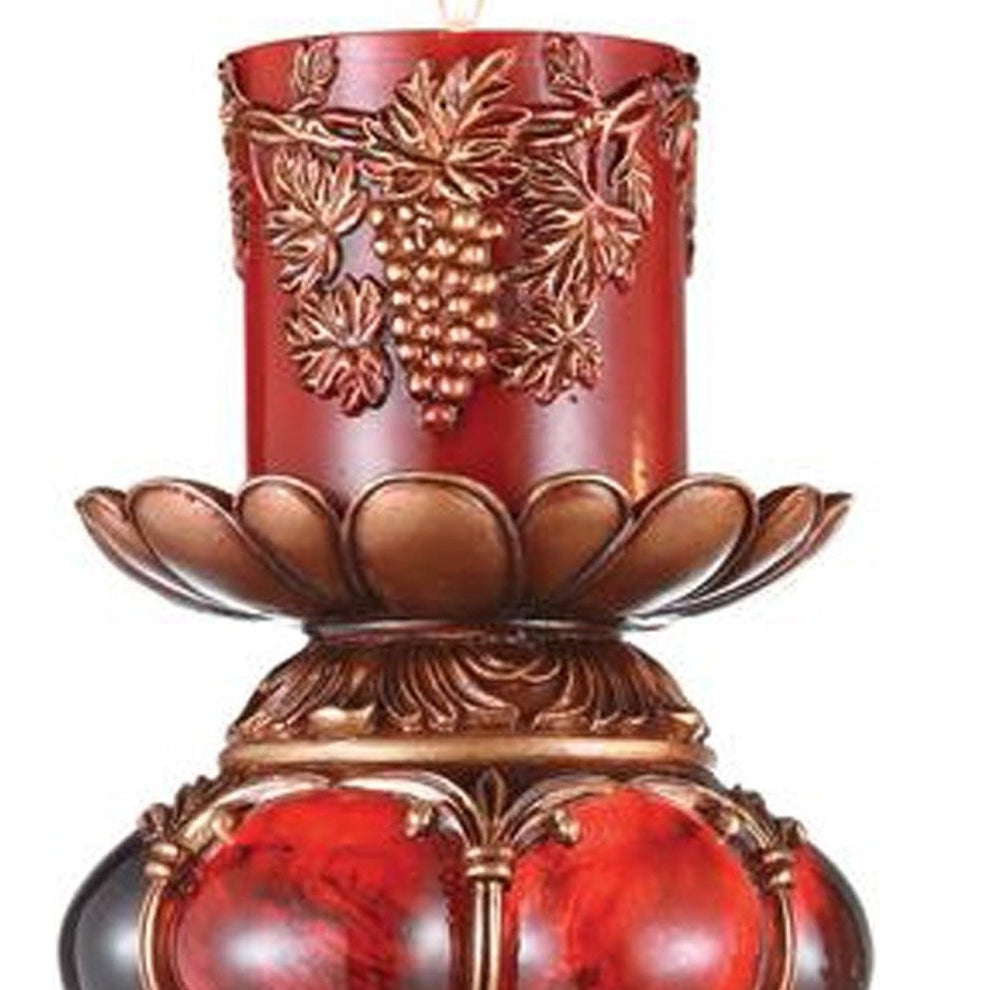 Brown and Red Faux Marble Tabletop Candle Holder and Candle By Homeroots | Candle Holders | Modishstore - 3