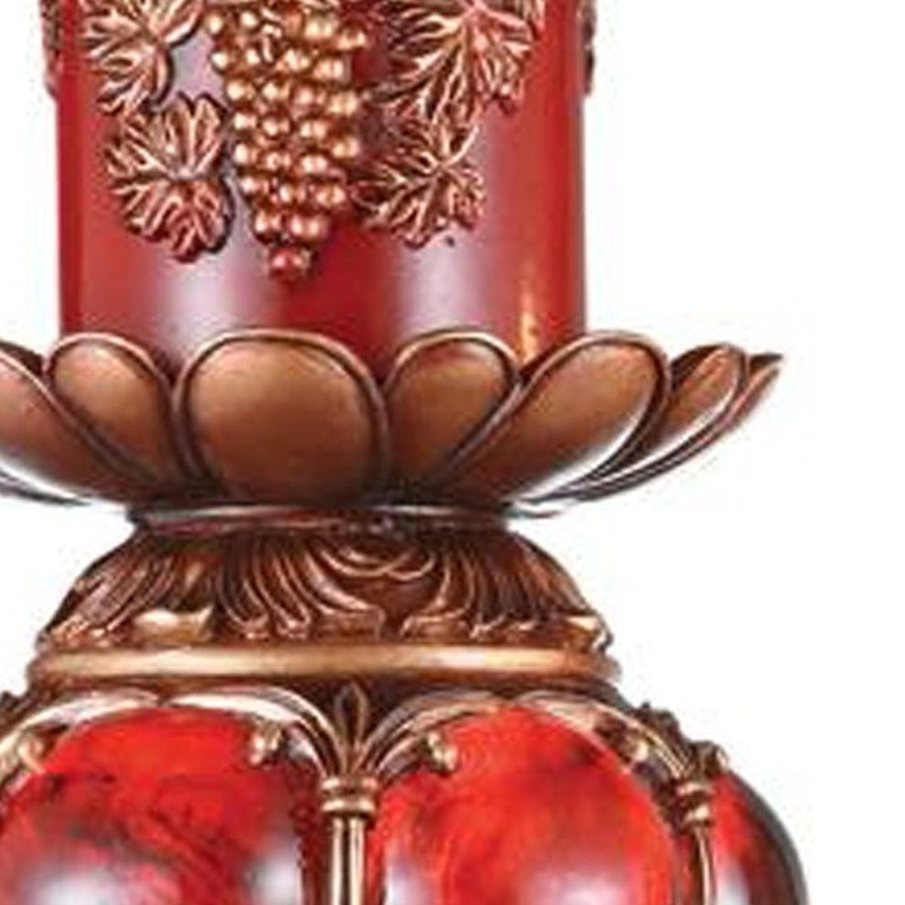 Brown and Red Faux Marble Tabletop Candle Holder and Candle By Homeroots | Candle Holders | Modishstore - 4