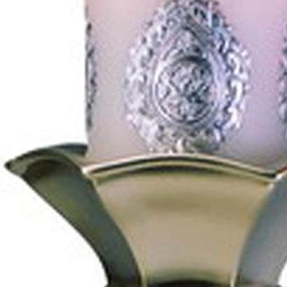 Set of Two Silver Metallic Polyresin Ornate Tabletop Pillar Candle Holders With Candle By Homeroots | Candle Holders | Modishstore - 5