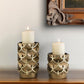 Set Of Two Antiqued Brass Tabletop Pillar Candle Holders By Homeroots | Candle Holders | Modishstore - 1