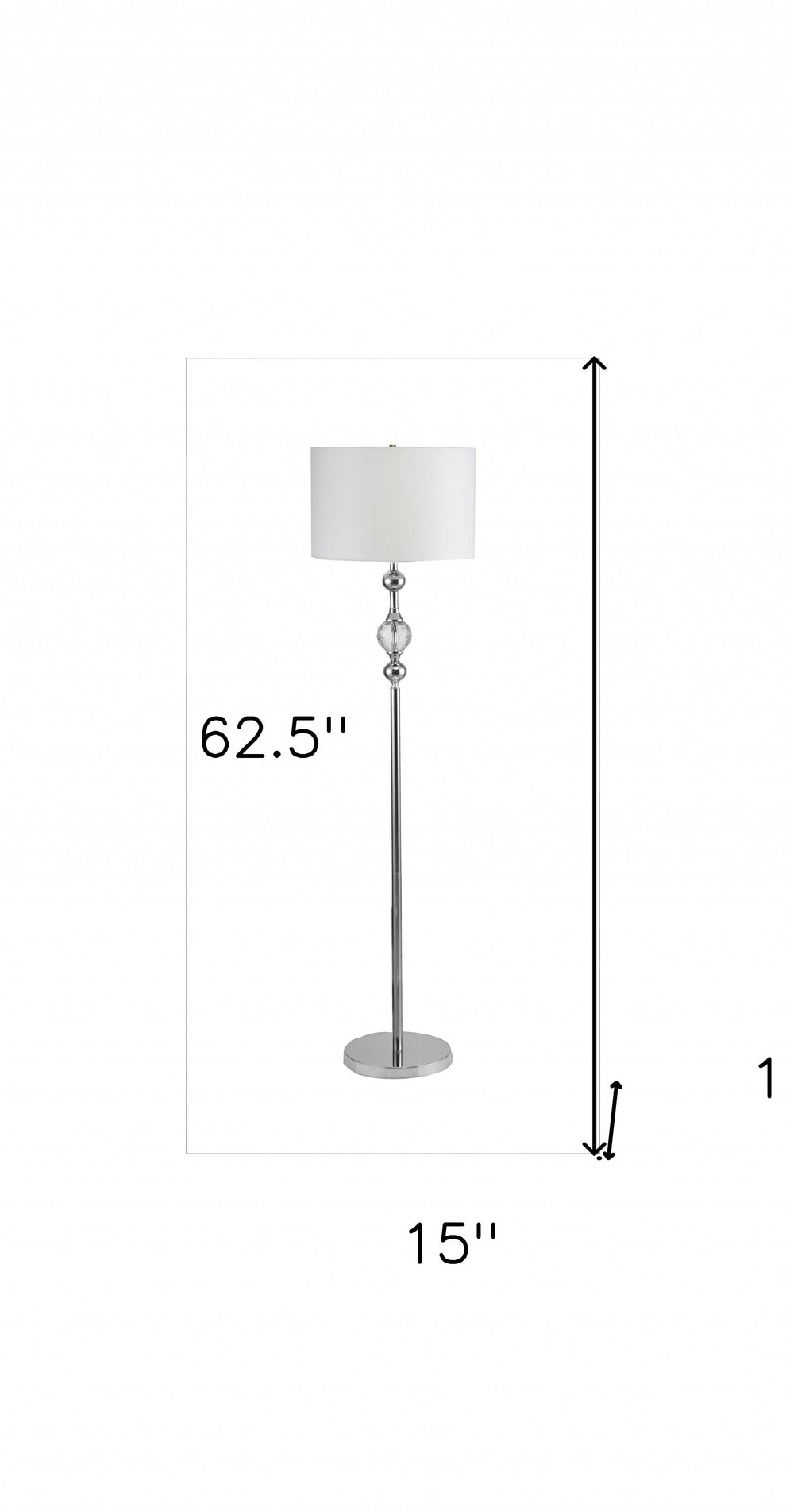 Chrome and Crystal Orb Shaped Floor Lamp With White Drum Shade By Homeroots | Floor Lamps | Modishstore - 8